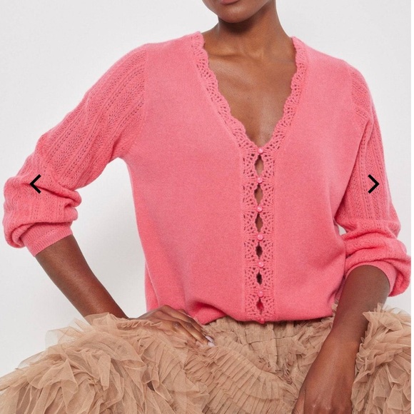 Lisa Todd Lacey Lover Reversible Cashmere Cardigan in Watermelon